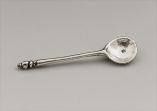 Silver miniature spoon, spoon cutlery miniature model silver, Spoon with round bowl turret as handle end. tax stamp: dolphin