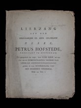 Pieter van der Eyk, Song dedicated to pastor Petrus Hofstede, song music document book information form paper, printed Booklet