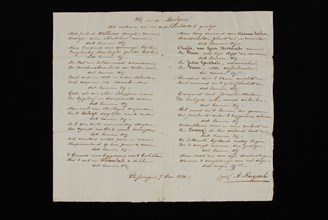 author: A. Ruijsch, Handwritten poem, about Belgian uprising, poem document information form paper, handwriting Single sheet