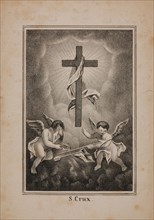 Prayer for Maria Jacoba van Balen, with black and white image of the Holy Cross on the front, prayer print picture footage paper