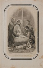 Prayer for Gerardus van der Weijden, with black-and-white image of the shepherds' worship on the front, prayer print print