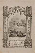 Prayer for Adrianus van de Ven, with black and white image of the Holy Spirit and the Lamb of God on the front, prayer print
