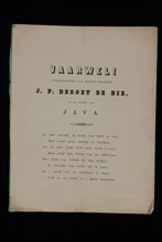poet: P.J. Bezoet de Bie, Poem goodbye, dedicated to J.P. Occupied with his departure to Java, in green cover, poem document