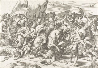 The Battle around the Shield and Lance, c. 1527, Giovanni Jacopo Caraglio (Italian, 1500/05–1565),