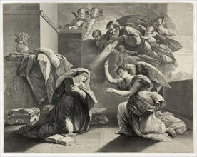 The Annunciation, 1660/71, Gérard Edelinck (French, born Flanders, 1640-1707), after Nicolas