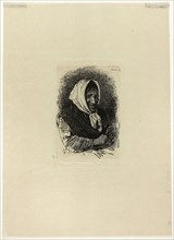 Old Woman Facing Right, 1874, Antonio Piccinni, Italian, 1846-1920, Italy, Etching in black on