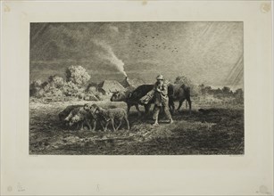 The Storm, 1866, Charles Émile Jacque, French, 1813-1894, France, Etching, drypoint, roulette, and