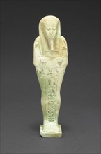 Shabti of Horu, Saite Period, Dynasty 26 (664–525 BC), Egyptian, Egypt, Faience, 13 × 3.9 × 3 cm (5
