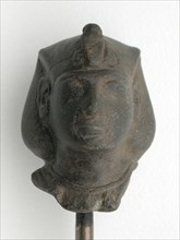 Head from Statuette of a King, Late Period, Dynasty 26 (664–525 BC), Egyptian, Egypt, Black basalt,
