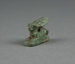 Amulet of a Hare, Third Intermediate Period, Dynasty 21–25 (1070–656 BC), Egyptian, Egypt, Faience,