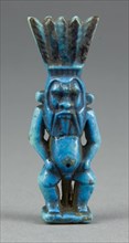 Amulet of Bes, Late Period–Ptolemaic Period (664–30 BC), Egyptian, Egypt, Faience, 7 × 2.5 × 1.5 cm