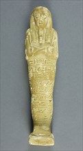 Shabti of Psamtek, Late Period, Dynasty 26–31 (664–332 BC), Egyptian, Saqqara, Egypt, Faience, 19.5