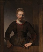Young Woman at an Open Half-Door, 1645, Rembrandt Harmenszoon van Rijn and Workshop, Dutch,