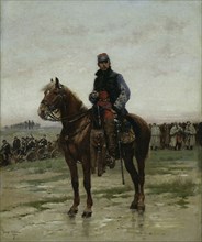 A Mounted Officer, 1877, Jean Baptiste Edouard Detaille, French, 1848-1912, France, Oil on canvas,