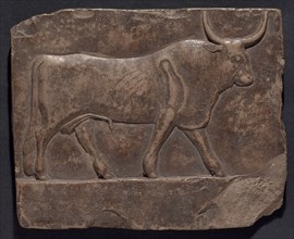 Relief of a Bull, Early Ptolemaic Period, about 300 BC, Egyptian, Egypt, Limestone, 18.1 × 14.6 × 1