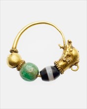 Earring with Dolphin Head Finial, 3rd/2nd century BC, Greek, Hellenistic, Ancient Greece, Gold,