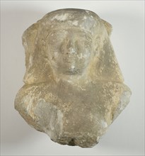 Bust of a Statuette of a Man, Late Period, Dynasty 26 (664–525 BC), Egyptian, Egypt, Limestone, 19