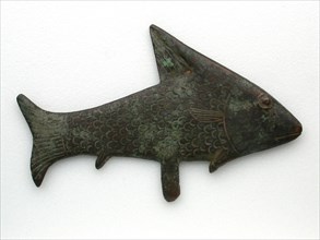 Statuette of a Lepidotus Fish, Late Period, Dynasty 26–31 (664–332 BC), Egyptian, Egypt, Bronze, 8