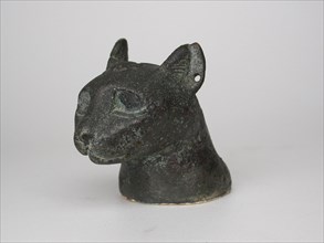Statuette of a Cat’s Head, Ptolemaic Period (332–30 BC), Egyptian, Egypt, Bronze, 6 × 7 × 4.1 cm (2