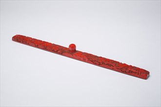 Scroll Weight, Ming dynasty (1368–1644), 15th/16th century, China, Carved cinnabar lacquer, 36.6 ×