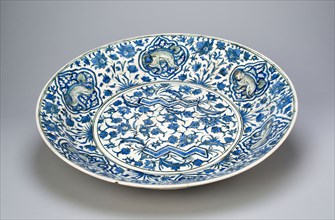 Blue and White Dish, Safavid dynasty (1501–1722), 17th century, Iran, Iran, Fritware with