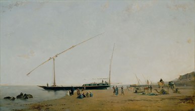 On the Nile, Near Philae, 1871, Eugène Fromentin, French, 1820-1876, France, Oil on canvas, 25 × 43