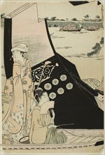 Women on a Pleasure Boat, c. 1790, Chobunsai Eishi, Japanese, 1756-1829, Japan, Color woodblock