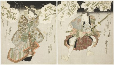The actors Onoe Kikugoro III (R) as Nagoya Sanza and Iwai Kumesaburo II (L) as the courtesan