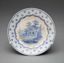 Plate, Mid 19th century, England, Staffordshire, Staffordshire, Earthenware with blue