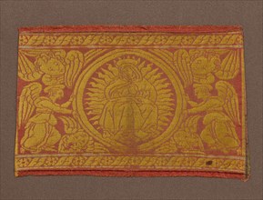 Fragment (From an Orphrey Band), 15th century, Italy, Silk, satin weave with twill interlacings of