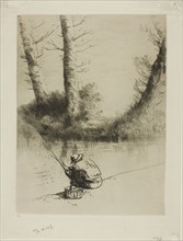 Pole Fisherman, 1878, Alphonse Legros, French, 1837-1911, France, Etching, drypoint and plate tone