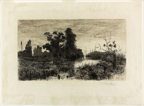 On the Schroon — Evening, 1880, Stephen Parrish, American, 1846-1938, United States, Etching on