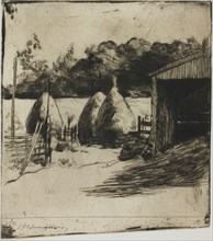 The Haystacks, 1887/89, Julian Alden Weir, American, 1852-1919, United States, Drypoint with