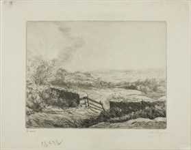 The Meadow Gate, c. 1885, Alphonse Legros, French, 1837-1911, France, Etching and drypoint on ivory