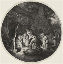 The Pigkillers, c. 1652, Adriaen van Ostade, Dutch, 1610-1685, Holland, Etching in black on ivory