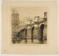 Pont-Neuf, Paris, 1853, Charles Meryon, French, 1821-1868, France, Etching on tan laid chine, 183 ×