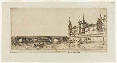 Pont-au-Change, Paris, 1854, Charles Meryon, French, 1821-1868, France, Etching on verdâtre