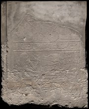 Wall Fragment from a Tomb Depicting Tomb Owner and Offerings, First Intermediate Period, Dynasties