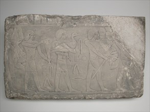 Wall Fragment from a Tomb Depicting Offering Bearers, Old Kingdom, Dynasty 5 (about 2494–2345 BC),