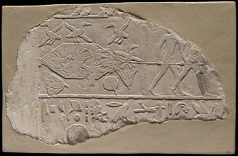 Fragment of a Stela Depicting Fowling in the Marshes, First Intermediate Period, Dynasty 10 (about