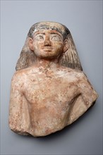 Bust of a Man, New Kingdom, Dynasty 18 (about 1550–1295 BC), Egyptian, Egypt, Stone and pigment, 45