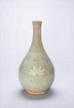 Bottle-Shaped Vase with Lotus Flowers and Stylized Scrolls, Goryeo dynasty (918–1392), 14th