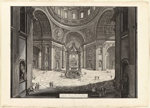 Interior view of the Basilica of St. Peter’s in the Vatican, near the Tribune, from Views of Rome,
