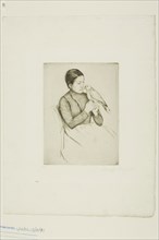 The Parrot, 1891, Mary Cassatt, American, 1844-1926, United States, Drypoint on cream laid paper,