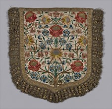 Hood of a Cope, 19th century, Spain, Silk in satin weave, lining is recent, braid in pattern in