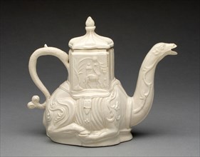 Teapot, c. 1745, England, Staffordshire, Staffordshire, Salt-glazed stoneware, 17.8 × 14.6 cm (7 ×