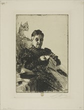 Mme Lamm II, 1894, Anders Zorn, Swedish, 1860-1920, Sweden, Etching on ivory laid paper, 236 x 158
