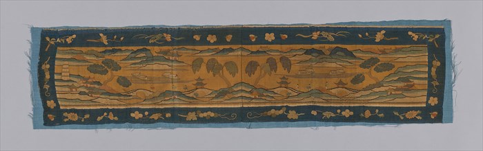 Valance, Qianlong Period, Qing dynasty (1644–1911), 1875/1900, China, Horizontal. Tan ground with