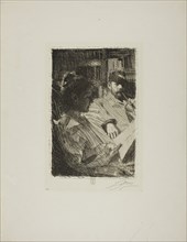 Reading (Mr. and Mrs. Ch. Deering), 1893, Anders Zorn, Swedish, 1860-1920, Sweden, Etching on ivory