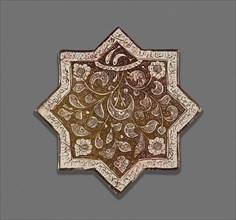 Star-Shaped Tile, Ilkhanid dynasty (1256–1353), 13th century, dated c.1262, Iran, Kashan, Iran,